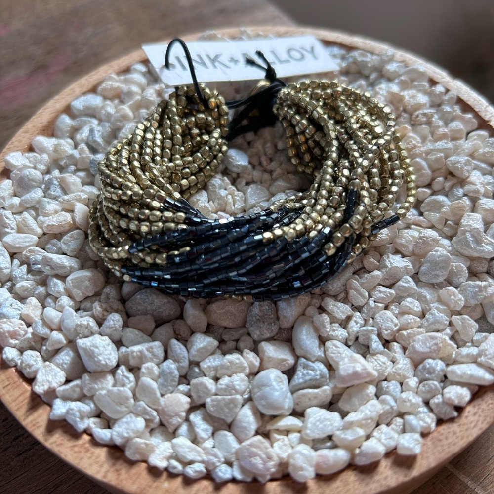INK + ALLOY Gold and Navy Beaded Bracelet